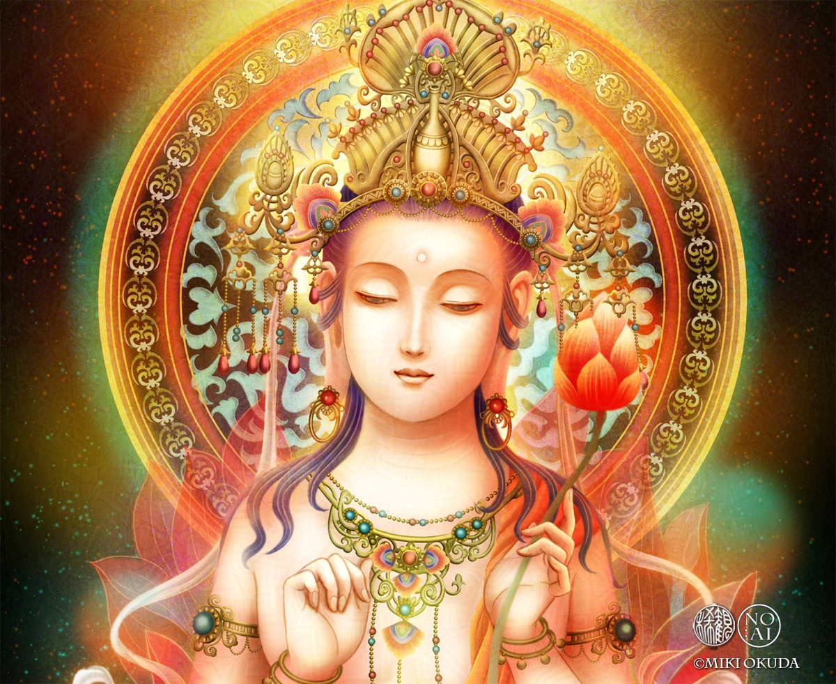 勢至菩薩のジクレー版画｜光に包まれた仏画アート作品（額装）