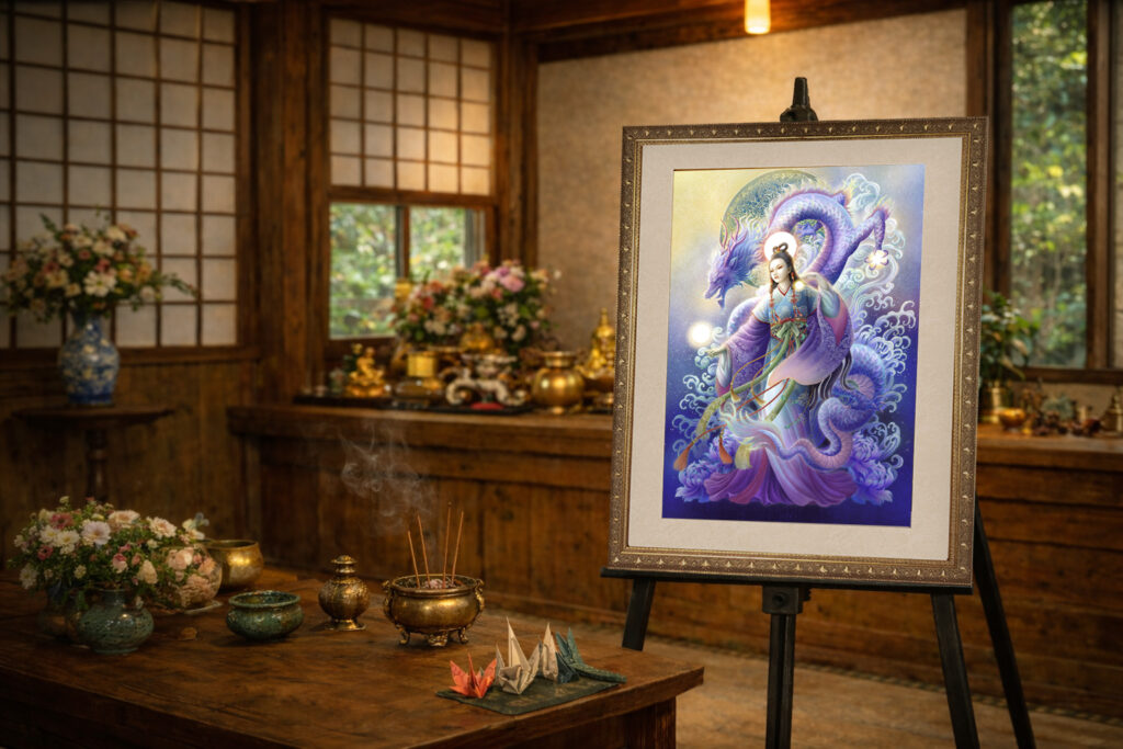 瀬織津姫のジクレー版画を和室空間に飾ったイメージ