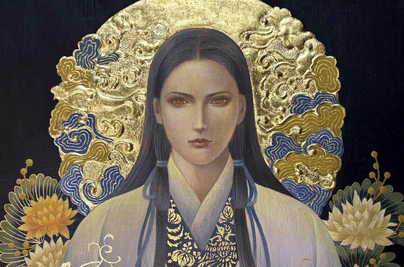 「月読尊（つくよみのみこと）のテンペラ作品｜幻想的な神仏画。バナー用